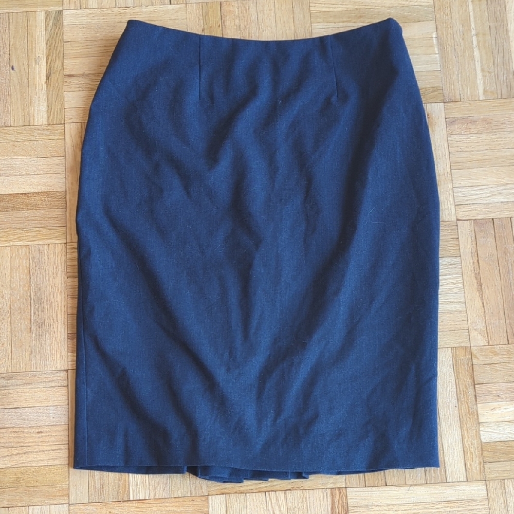 Le Chateau Navy Pleated Back Pencil Skirt